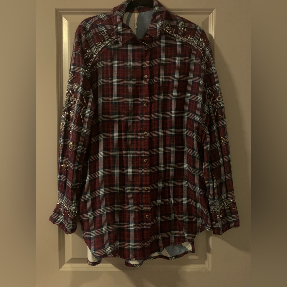 Free People Bedazzled Flannel